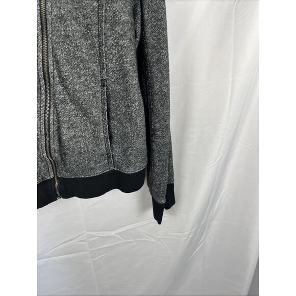 DKNY Womens Large Jacket Gray Long Sleeve Colorblock Raw Slanted Zipper - Picture 5 of 7